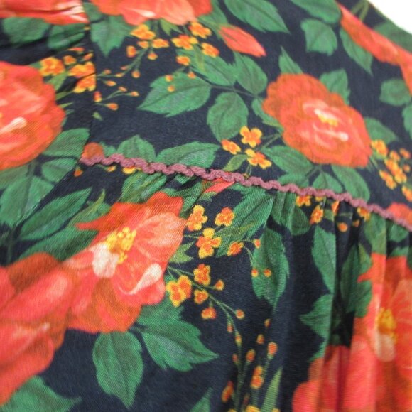 BL^NK LONDON Anthropologie Blouse Stephanie Boho Black Peasant Flowers Small s - Picture 11 of 12